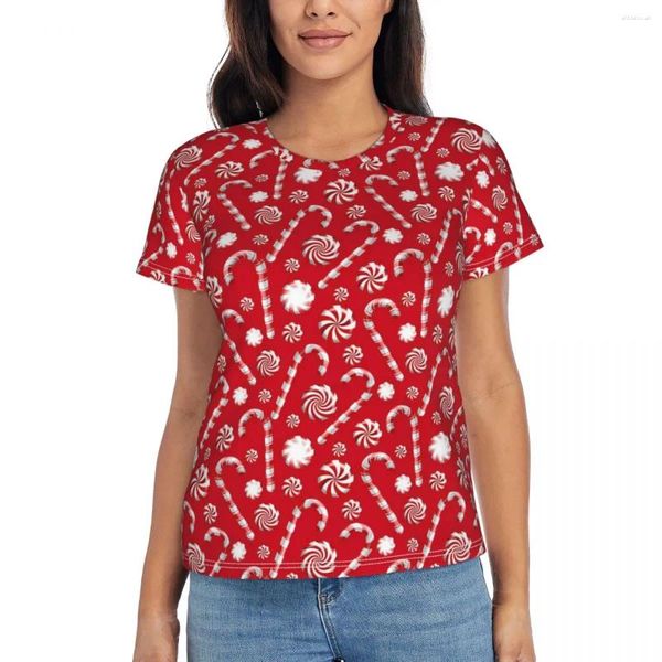Kadın Tişörtleri Şeker Casty Baskı T-Shirts Kaprisli Noel Moda O Boyun Gömlek Kısa kollu Modaya Giyim Hediyesi