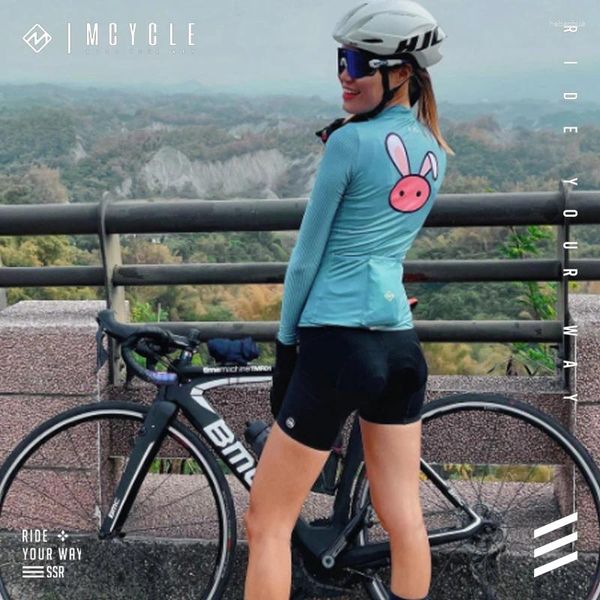 Jackets de corrida McYcle Race Cutting Women Cycle Jersey Mangas longas Anti-UV Cool sentindo a camisa de ciclismo colorida respirável colorida
