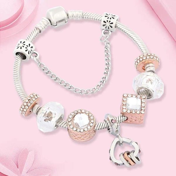 Braccialetti Charm Del Drop Classic Heart Bangles Bracciale per talloni a cristallo piazza rotonda in oro rosa per donne