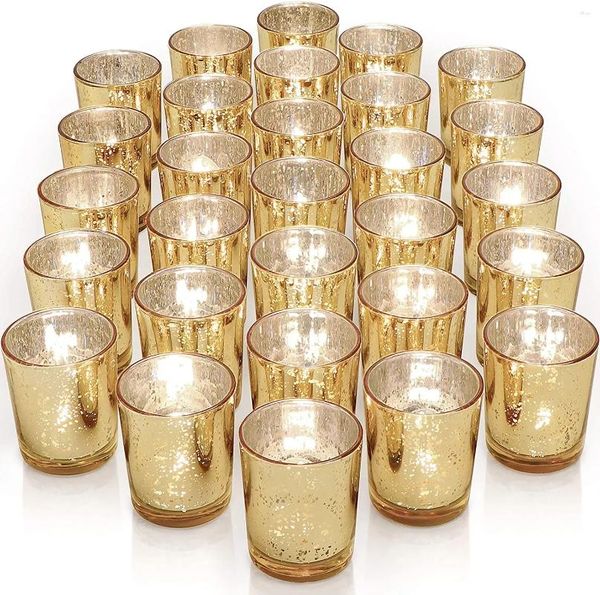 Candele set di 12 macchie di vetro in argento macinato di vetro in argento - ideale per il matrimonio di arredamento per la cena di prova