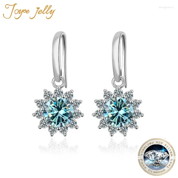 Dangle Ohrringe Joycejelly Frauen Sterling Silber 925 Schmuck 1 Karat 2 Moissanit Diamant Drop Sonnenblumengeschenke geformte Ohrhörer Geschenke