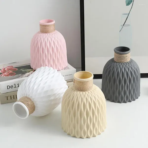 Vasen Blume weiße dekorative moderne florale Plastik Vase für Hausdekoration Wohnzimmer Mittelstücke und Veranstaltungen Ornament G5S6