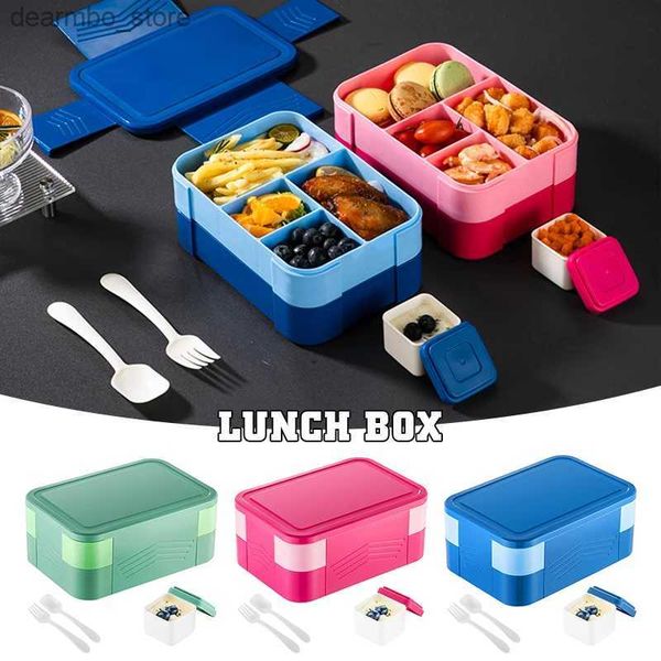 Bento Boxes 1550 мл Bento Leakproper Scackable Food Container с 6 компартментами Snack Box BPA Бесплатная детская офисная коробка для ланч -коробки L49