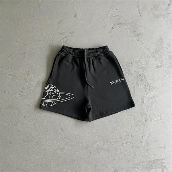 Shorts masculinos BPM Broken Planet Algodão Curto Unissex Fato impresso bordado com letras estreladas calças de nicho de rua da moda