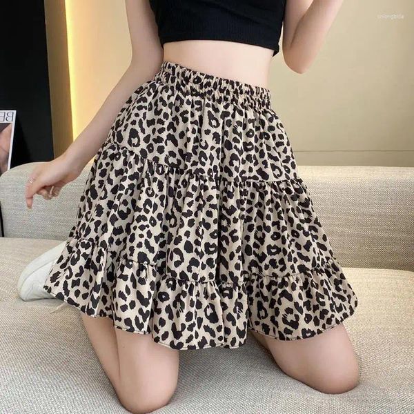 Юбки 2024 прибытие цветочная леопардовая юбка для печати женская летняя шифоновая шифоновая шифоно