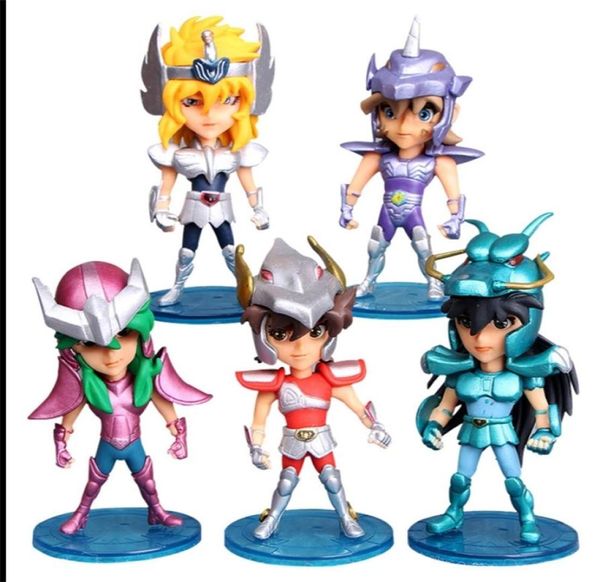 5pcsset seiya aksiyon figürleri zodyak bebek şövalyeleri janpaness anime karikatür oyuncakları çocuklar Noel doğum günü hediyeleri 10cm lj2009027594915