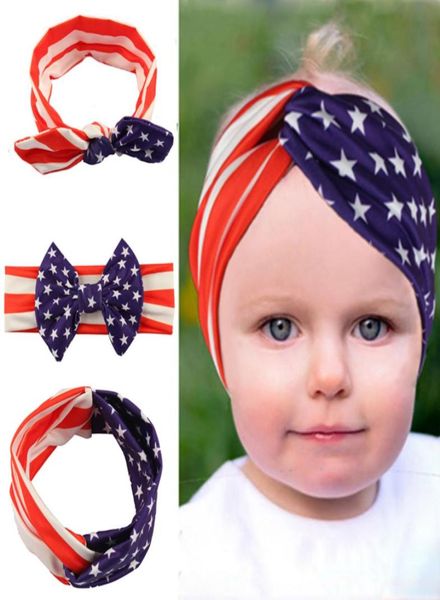 5pcs 3 Styles USA US American Flag Heardsed Уши кролика завязанную повязку на голове с аксессуарами American Flag Hair Band с OPP B2074534