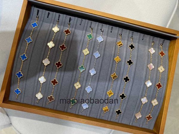 Designer 1to1 Bangle Luxury Jewelry Fanjias New Fourleaf und Fünfflower -Armband ist mit 18 Karat Gold Natural Muschel und Naturstone Live -Sendung i elektropliert i