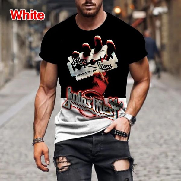 Moda hip hop rock judas rahip grubu 3d baskılı tişörtler erkekler için gündelik oneck kısa kollu üst sokak trend büyük boy tees 240416
