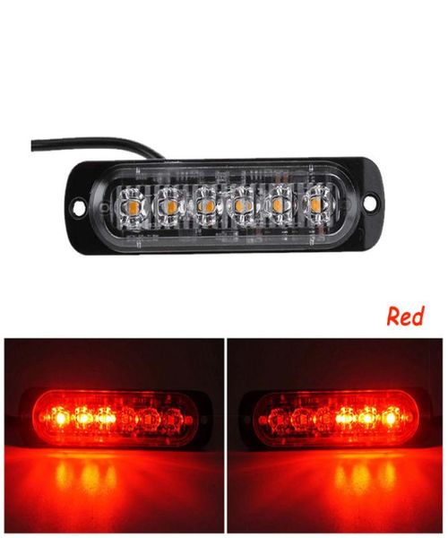 2x Ultrathin LED Strobe Lights Cruck Motorciclo 6 LED 18W âmbar piscando perigo de emergência Lâmpada DC12V 24V9577695