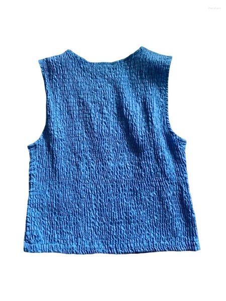 Frauen Tanks Boho Chic Crochet Weste Top mit ausschnittenem Detail und Knopf vorne-Vintage-inspirierte ärmellose V-Ausschnitt-Strickernte für Straße