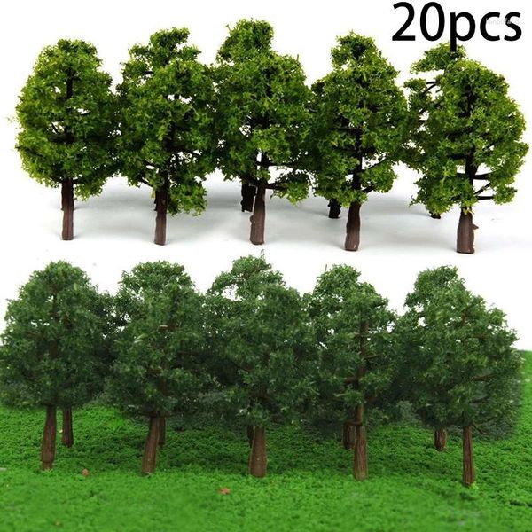 Estatuetas decorativas 20pcs 8cm Modelo árvores de micro paisagem decoração escala de escala arquitetônica Layout Tree Building DIY ATRE Toys