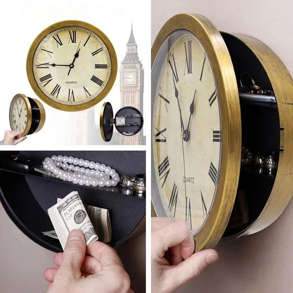 Hidden Safe Large Wall Clock Safety Box Secuirty Box Geld Schmuck Station Storage Home Office Cash Safes Großhandel 240408