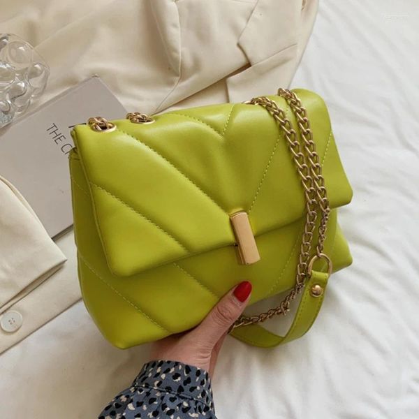 Omuz Çantaları V-Line Zinciri Yeşil Crossbody Bag kadınlar için 2024 Yaz Fashionshoulder Kadın Çantalar ve Çanta