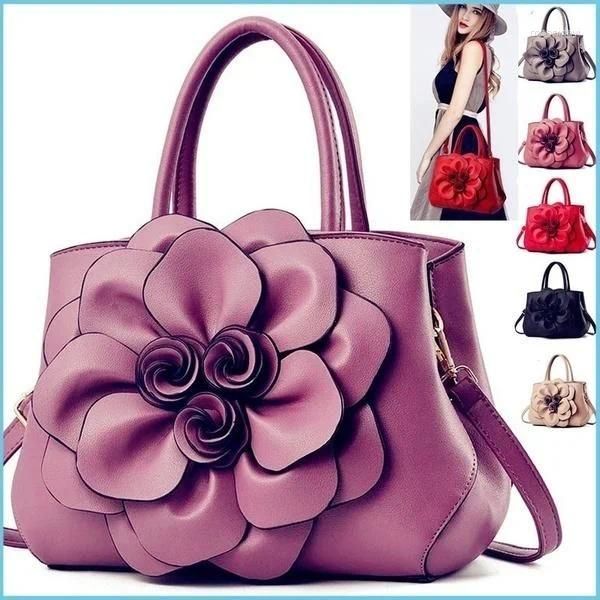 Kozmetik çantalar moda vintage kadınlar deri çanta içi boş 3d gül çiçekler rahat crossbody omuz çanta parti çanta