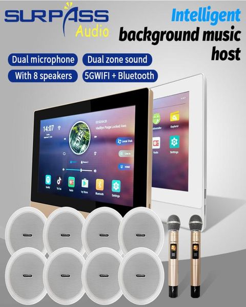 Sistema home theater 7inch IPS display smart Android Bluetooth Wifi Amplificatore a parete Audio PA Affermazione coassiale Speaker Wireless Microp7859606