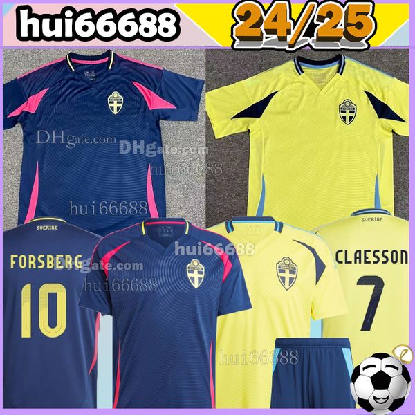 24/25 Schweden Soccer Trikots Nationalmannschaft Jansson Isak Forsberg Forsberg Kulusevski Dahlin 2024 2025 Home Yellow Men Kid Kids Football Shirts