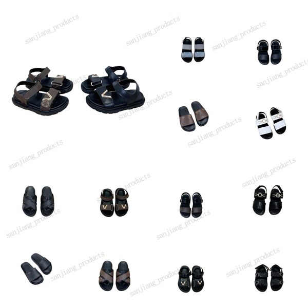 Çocuk Tasarımcı Sandalet Doğdu Bebek Erkekler Moda Yaz Bebek Çocuklar Yumuşak Beşik Kız Prenses Ayakkabı Yürümeye Başlayan Kız Kızlar Anti Kotu Eski Çiçek Orijinal Deri Slipper Slaytlar