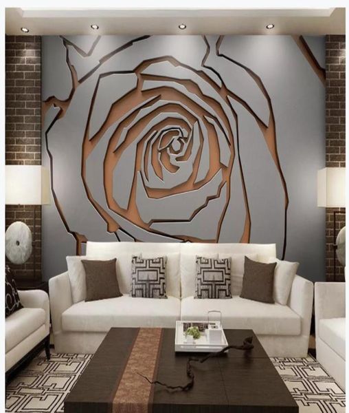 Modernes Wohnzimmer Tapeten 3D Metall Schmiedeeisennähte abstrakte Blumen Neue chinesische Hintergrund Wall5324173