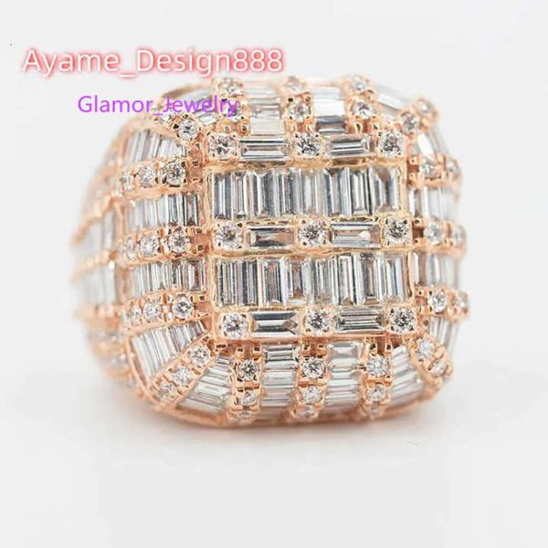 Gioielli fine ghiacciata hip hop oro sterling sterling sier vvs anello di diamanti moissanite per uomini