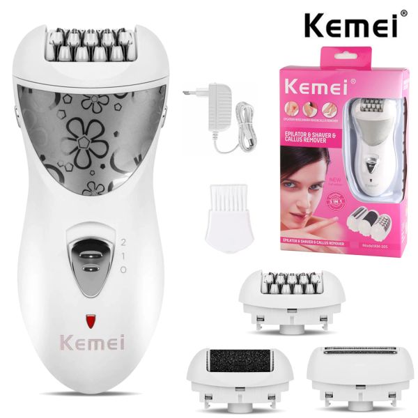 Epilatoren Kemei Epilator wiederaufladbar 3 in 1 Dame Haarentferner Rasierer Elektrische Kallusentferner Depilador Entfernung für Frauen Fußpflegewerkzeuge