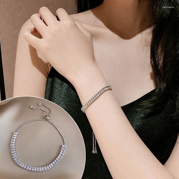 Charm Bracelets Mode Kpop Frauen Tennis Armband Luxus Sparking Zirkon Schmuck rosafarben Gold Handgefertigte Freunde Geschenk Süß