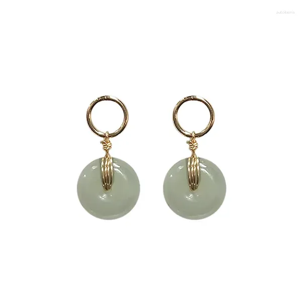 Brincos de garanhão lindos 14k Gold Green Green Jade Drop for Women Wedding Wedding noivado Party Dainty Brincho Jóias femininas