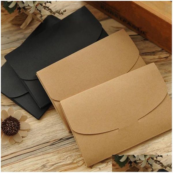 Brocada de presente 10 Black Kraft Paper Cardboard Sacos de envelope de casamento Caixas de embalagem POS POS POS POST ENVENCIES 240205 DROP del Dhanq