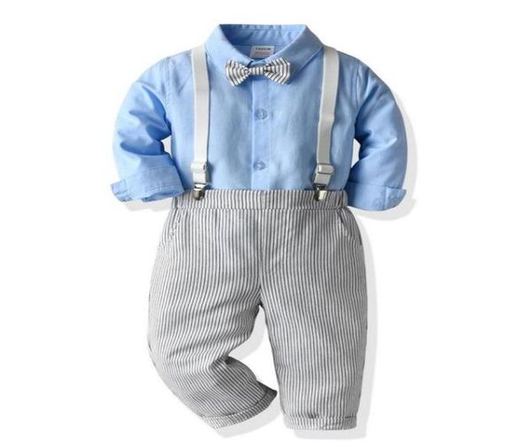Giyim Setleri 2021 Toddler Çizgili Tulum Çocuk Giysileri İlkbahar Yaz Beyler Parti Pantolon Kıyafetleri Akşam resmi Suit3110409