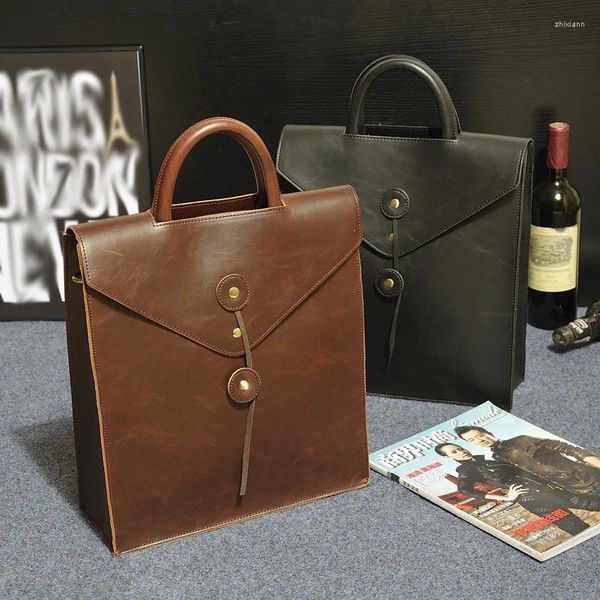 Backpack Men's Men Vintage Crazy Horse Horse Leather School School Laptop Pack Business Office Backbag Casual Bookbag