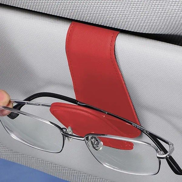 Innenzubehör PU Leder Autoglashalter Nicht -Drop -Magnet -Saugdesign Auto Sonnenbrille Sonnenbrille Box Clip