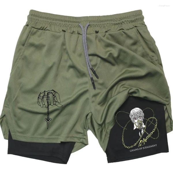 Herren -Shorts Anime X Kompression atmungsaktiven Lauf Sports -Fitness -Training mit Taschen Sommersportwaer