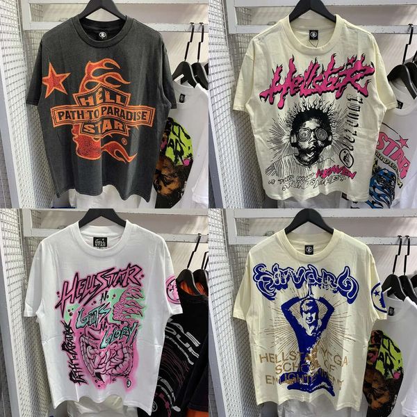 Shirt Hellstar Mens Donne Designer Cottoni Tops T Man S Casual Shirt Clothing Street Graffiti Lettering Abside Tees L7HO# TREET EES