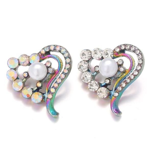 Casps ganci Noosa placcatura abbagliante Rhinestone Heart Scap bottoni si adattano alla collana per bracciale da 18 mm per il fornitore di ingredienti per il fornitore ebreo DHS02