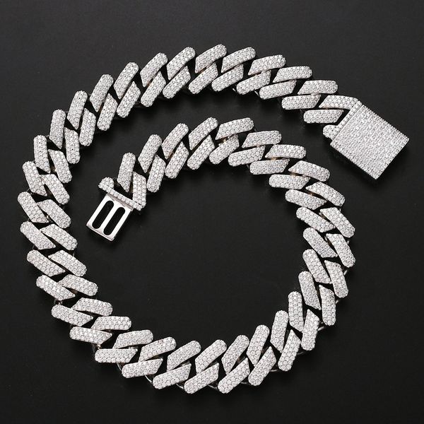 Miami Cuban Link Chain Designer Halskette für Männer 3 Row Bling Moissanit Diamant 20 mm breites Hals