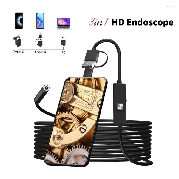 Hearsee 7-мм USB-тип Android Endoscope 3 в 1 Micro Borescope Camera 6 Светодиодный Lnddustial для автомобилей