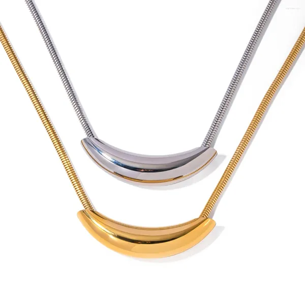 Zincirler Youthway parlak paslanmaz çelik metal kavisli boru kolye kolye unisex minimalist moda mücevher partisi hediyesi