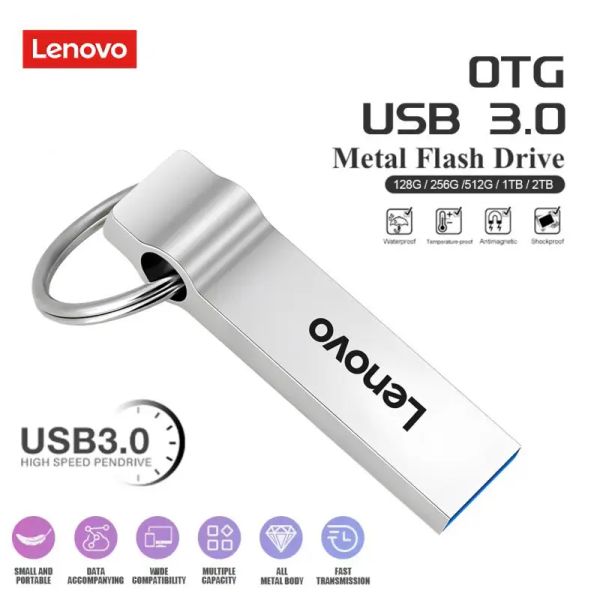 Adattatore Lenovo 2 TB Flash USB Drive ad alta velocità Pen Drive 1 TB USB Stick 512 GB 256 GB Memoria USB portatile 128GB Spedizione gratuita