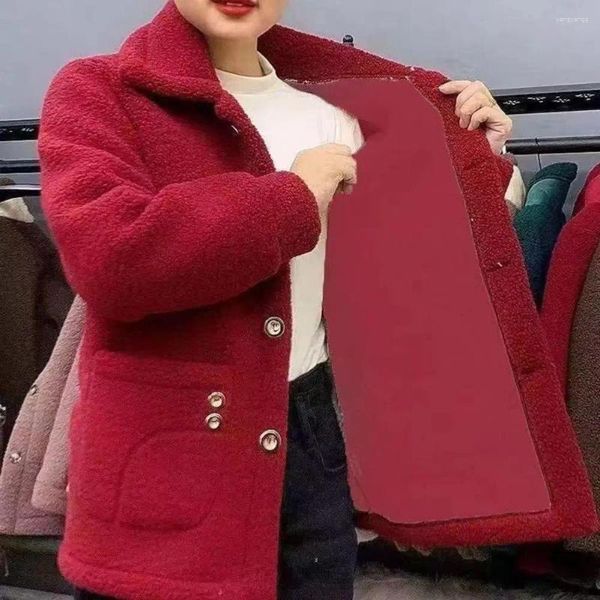 Kadın Ceketleri Kadın Ceket Ceket Kalınlaştırılmış İmitasyon Kuzu Yünlü Uzun Kollu Dış Giyim Sonbahar Kış için