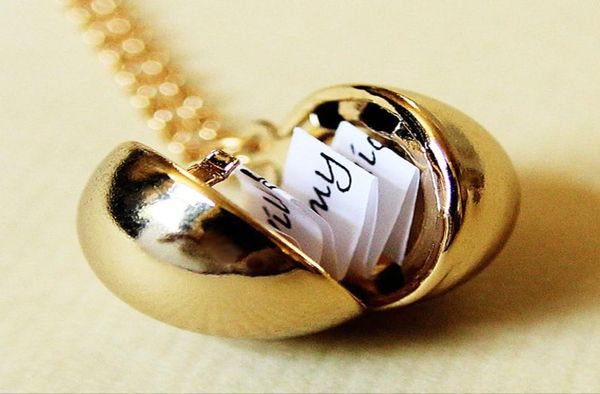 Charm Vintage Lady Secret Message Balloding Locket Goldri a ciondolo in oro argento Gioielli Make a Love Confession Magle Collana Gift7813422