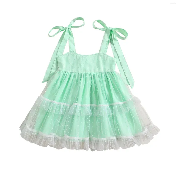 Girl Dresses Kids Baby Princess Dress Summer Tie Cravaggio Swiss Dots Stuffle Tulle Tutu Toddlers Birthday Party Sunsssing