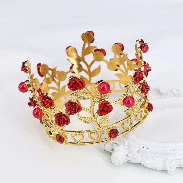 Cabelos clipes de luxo coroa de flores pequenas tiaras para boneca diadema meninas de aniversário jóias de casamento de casamento bolo de bolo de capota