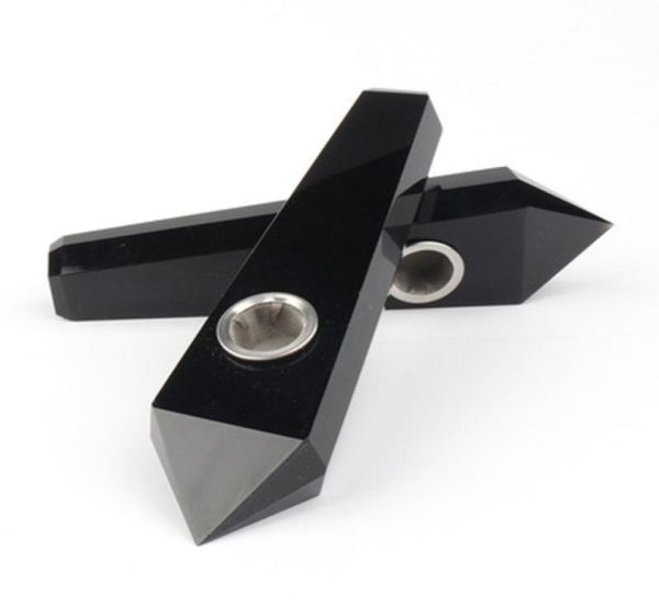 Obsidian siyah çiğ kristal kuvars sigara içme boruları enerji taş iyileştirme asası olamelitaş kulesi noktaları değerli taş tütün borusu wgift box9572464