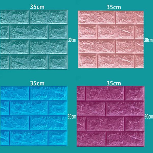 Aufkleber Wandhäuser 3D Aufkleber Imitation Ziegel Schlafzimmer wasserdichte selbstklebende Tapete für lebende Kinderzimmer TV Kulisse 35 30 cm Papier