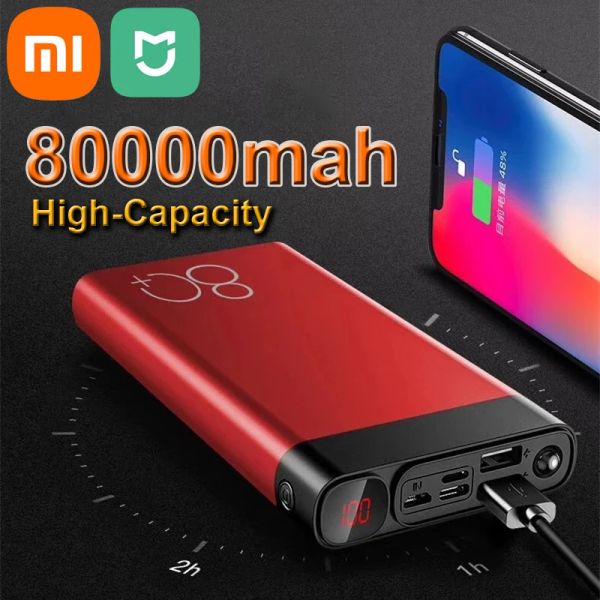 Produkte Xiaomi Mijia 80000mah Portable Power Bank mit LED Light HD Digitalanzeige Ladegerät Reisen Schnellladestraft für Telefone für Telefone