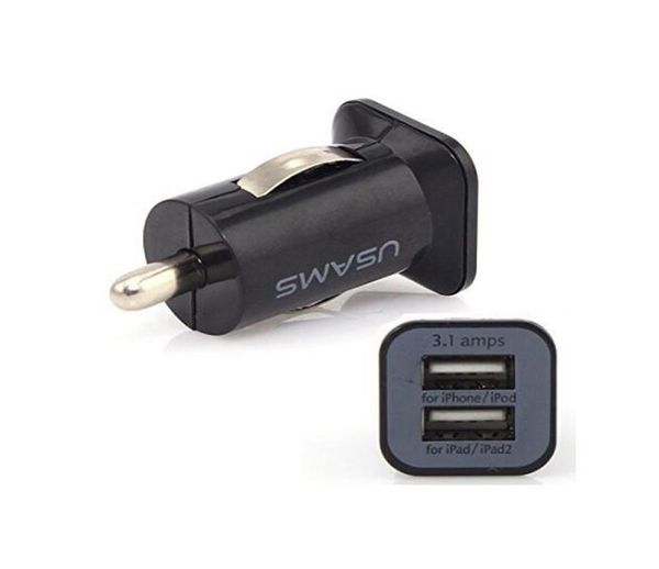 Nave veloce 100pcs USAMS 31A Dual USB Car Charger Port 5V 3100Mah Doppi Plug Car Chargers Adattatore per HTC5633140