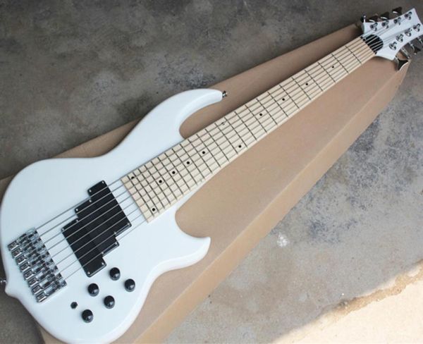 White 8 Strings Electric Bass Guitar Neck Thrubydy con tastiello in palissandro24 Fretsblack hardwarecan essere personalizzato come richiesto 7634593