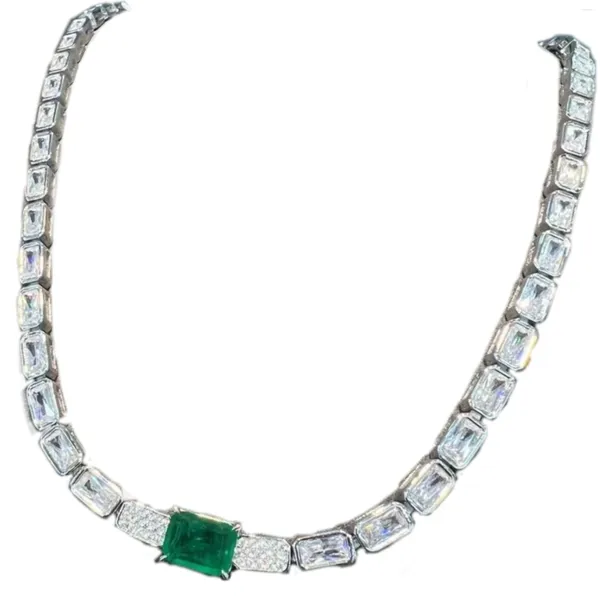 Catene 925 Silver placcata in carbonio ad alta diamante colombiano Musa Green/Luxury Cena Collana