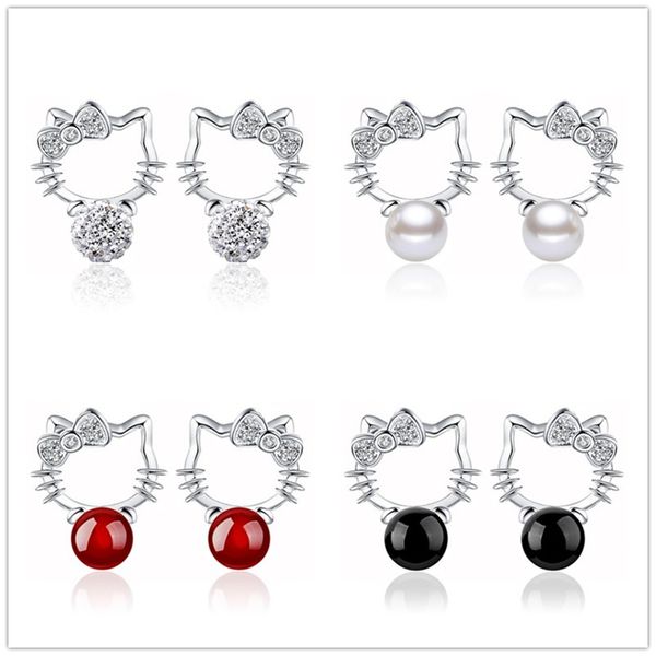 Cutili orecchini di design per gatti gatti per donne a sfera di lusso agata rossa agata diamante adorabili gatti orecchini s925 numeri placcati argentati hanno brancos orecchio gioielli
