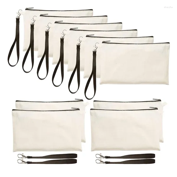 Bolsas de armazenamento 100pcs/lote bege tela preta para artesanato em branco DIY maquiagem capa de lápis de algodão zíper